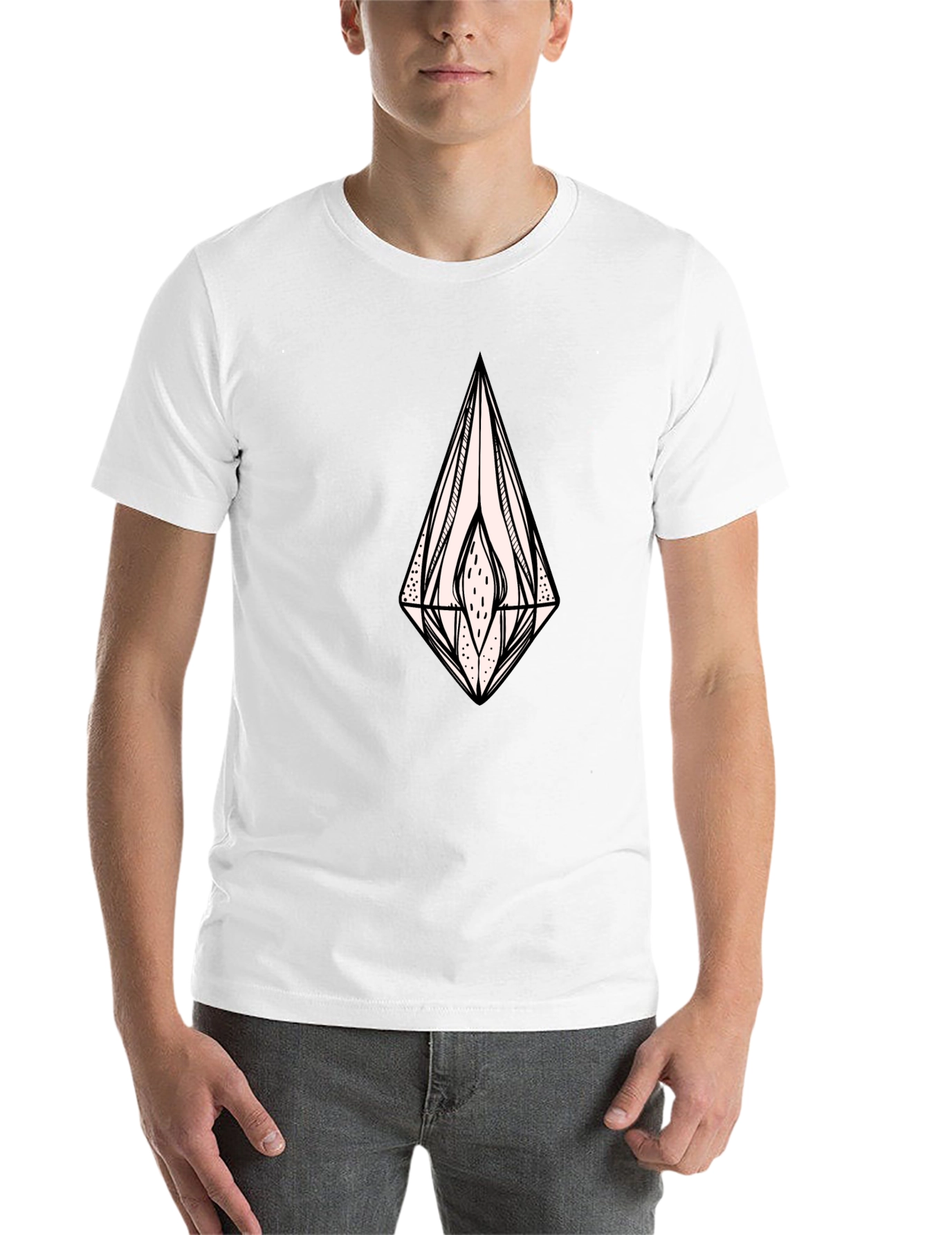 Black Black Graphic Tee - Abstract Diamond Design view 14