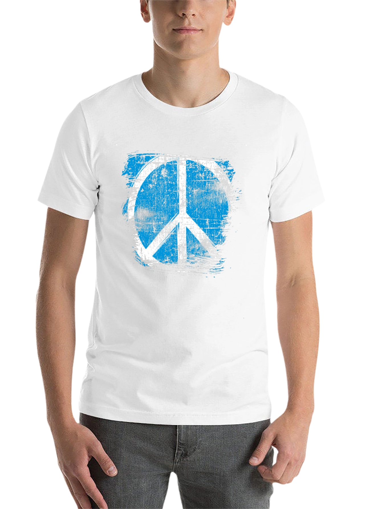 Black Distressed Peace Sign Graphic T-Shirt view 14
