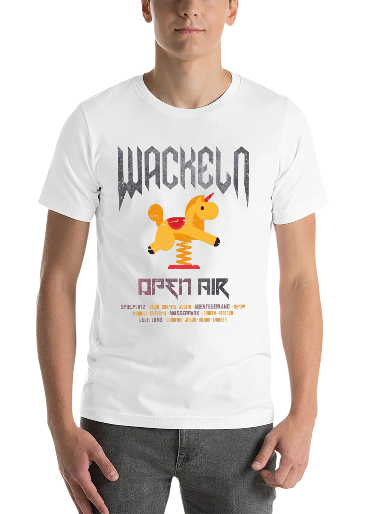 Black Wackeln Open Air T-Shirt, Unicorn Design, Black view 14