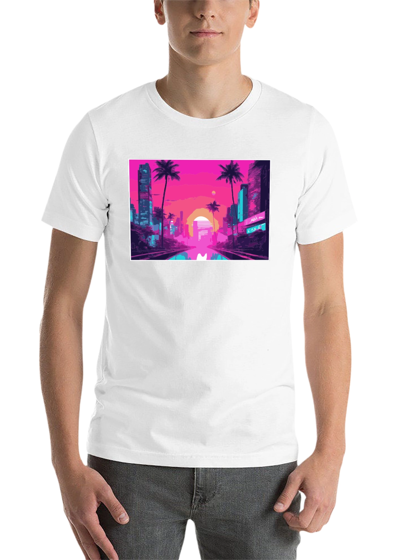 Black Vaporwave City T-Shirt - Retro Aesthetic Tee view 14