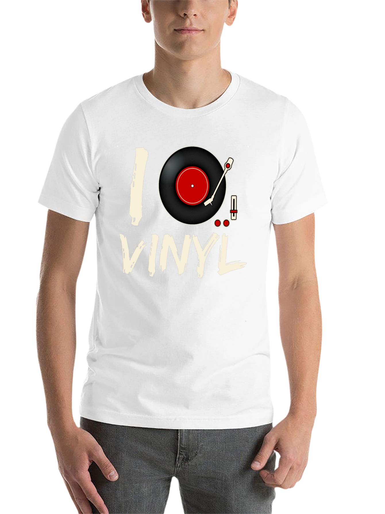 Black I Love Vinyl Black T-Shirt - Music Lover Tee view 14