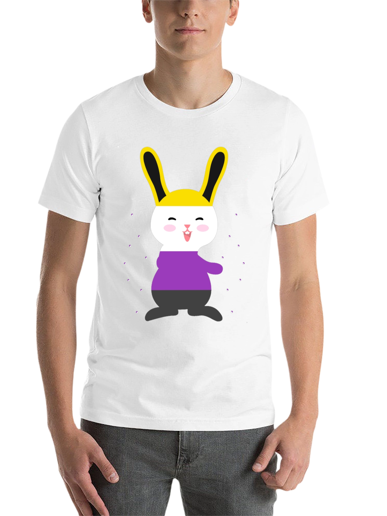 Black Nonbinary Pride Bunny T-Shirt view 14