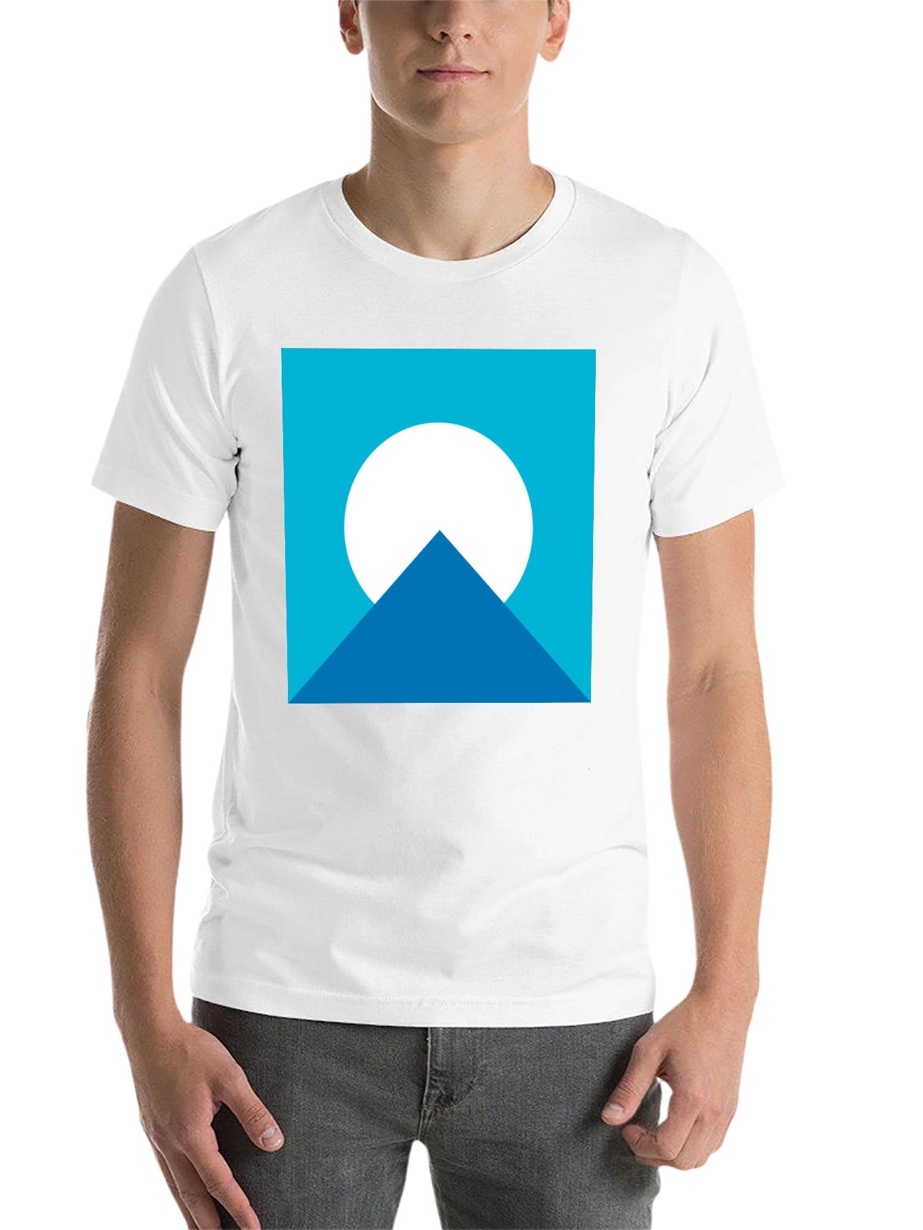 Black Geometric Mountain Moon Graphic Tee - Black view 14
