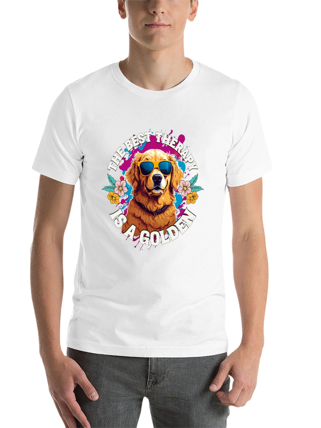 Black Golden Retriever Therapy T-Shirt view 14