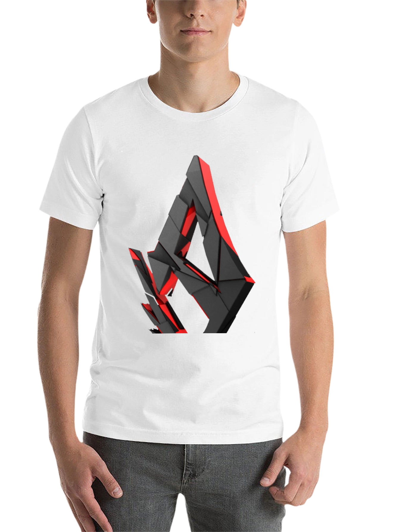 Black Abstract Geometric Graphic Print T-Shirt view 14