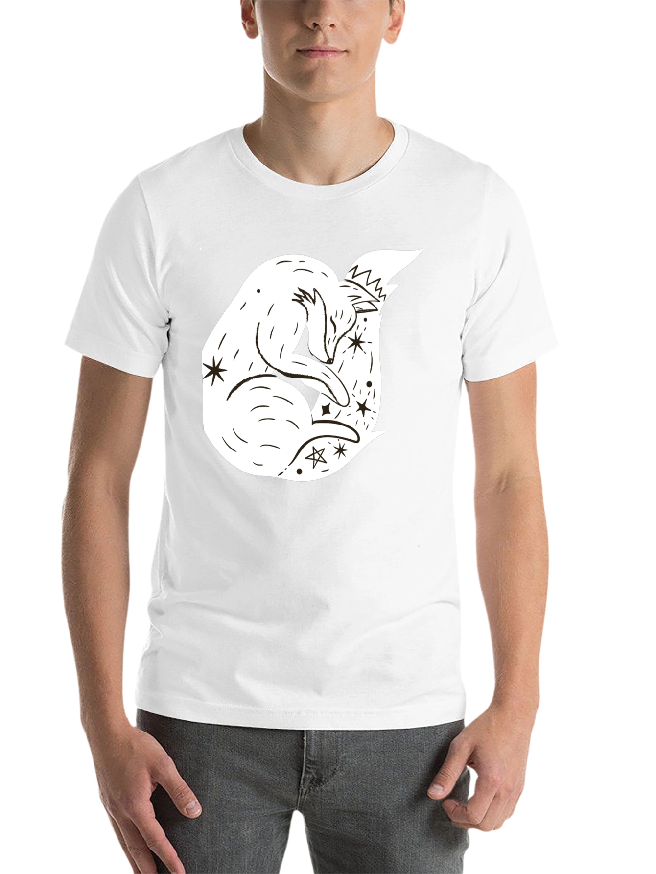Black Dreamy Fox Graphic Tee - Black Unisex T-Shirt view 14
