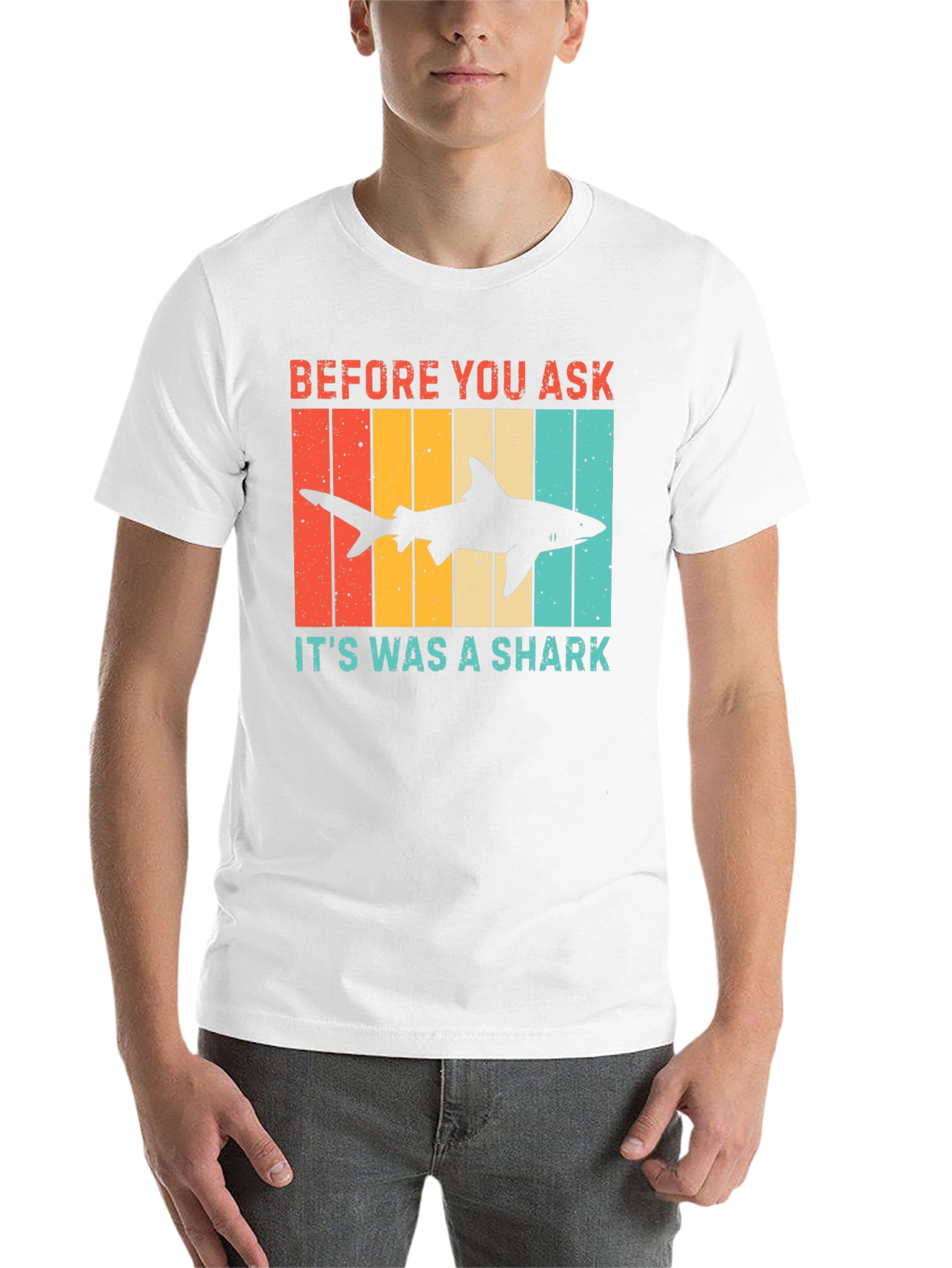 Black Retro Shark T-Shirt - Before You Ask Funny Tee view 14
