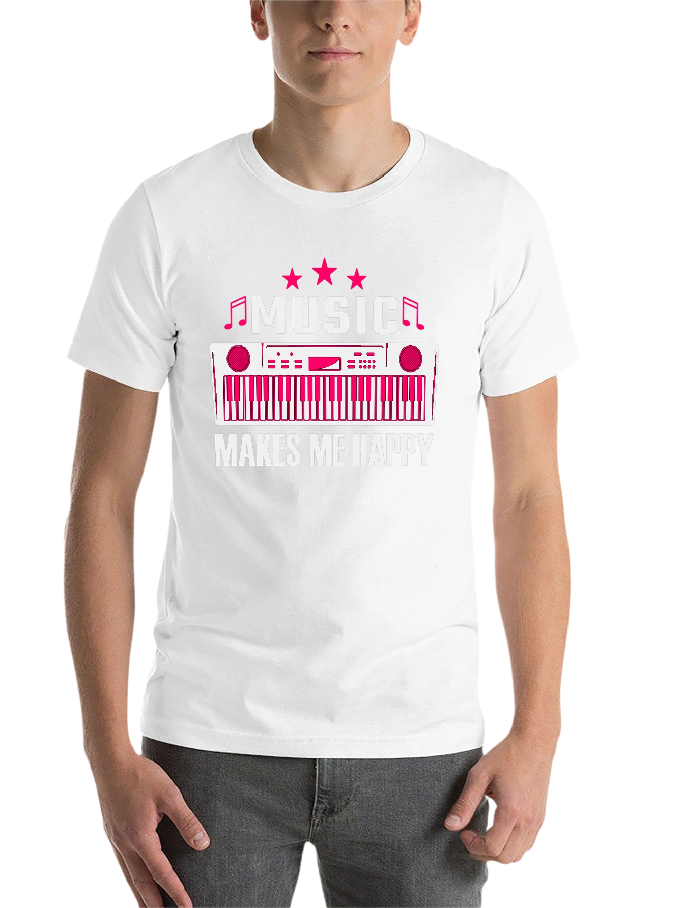 Black Music Makes Me Happy T-Shirt - Keyboard Design view 14