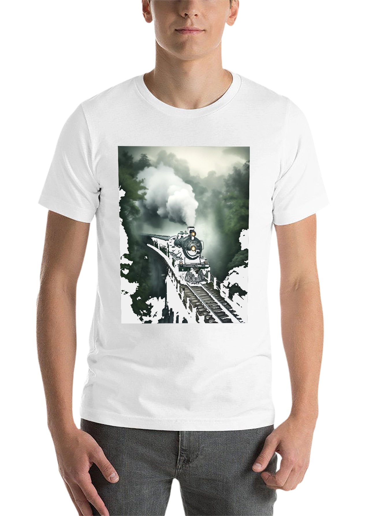 Black Steam Train Graphic Tee - Vintage Style view 14
