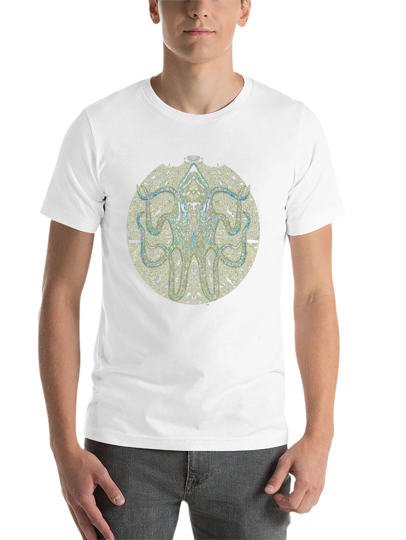 Black Octopus Mandala Black T-Shirt view 14