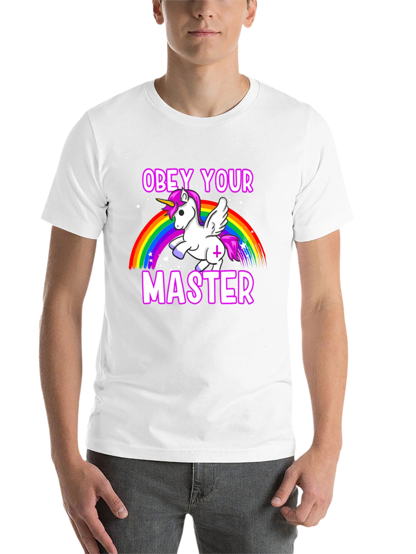 Black Obey Your Master Unicorn Graphic T-Shirt view 14