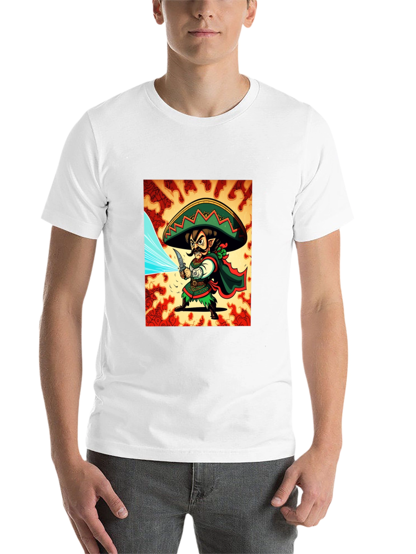 Black Mexican Elf Warrior Graphic Tee - Black Cotton view 14