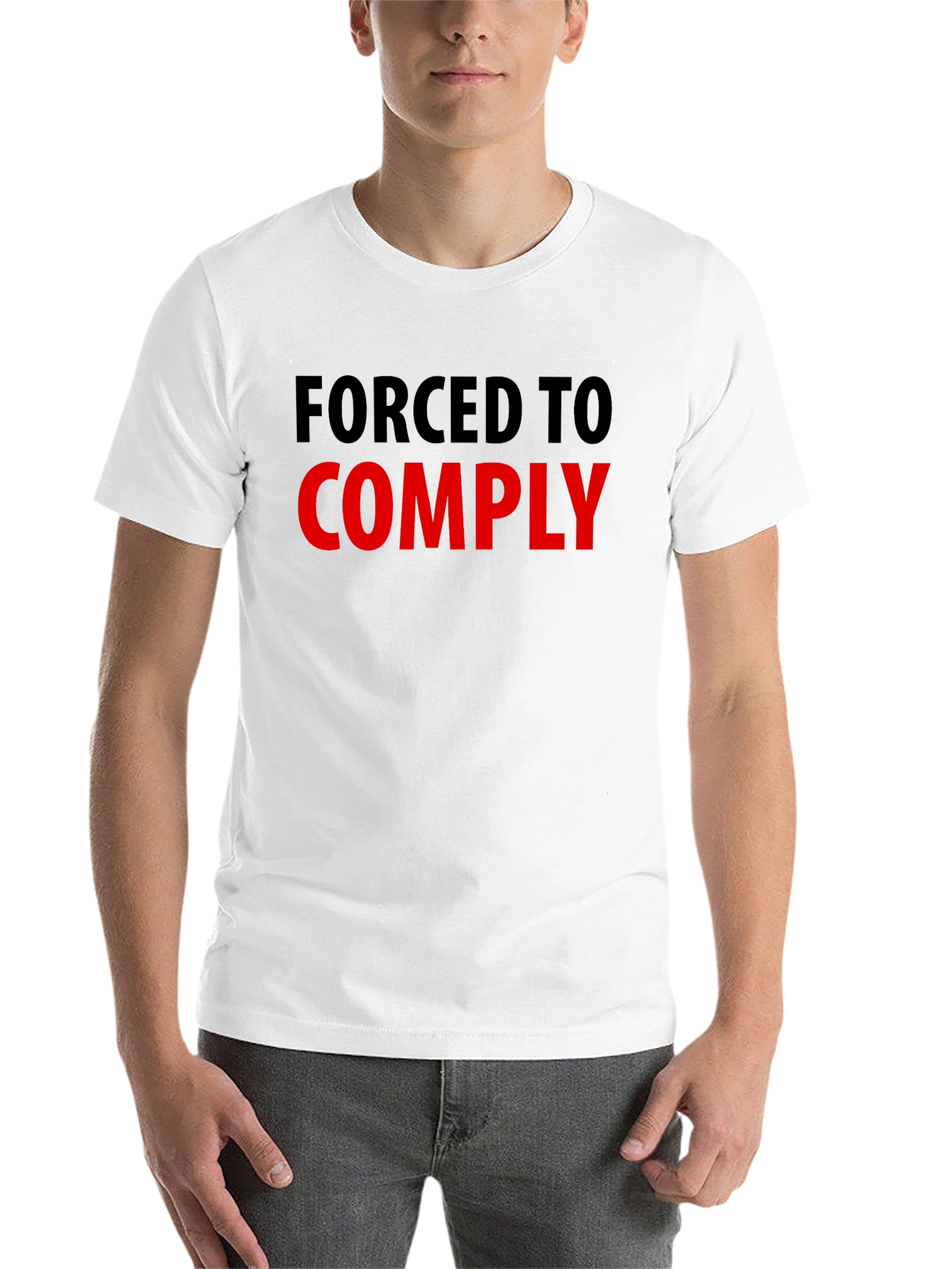 Black Forced to Comply Graphic Tee - Statement T-Shirt view 14