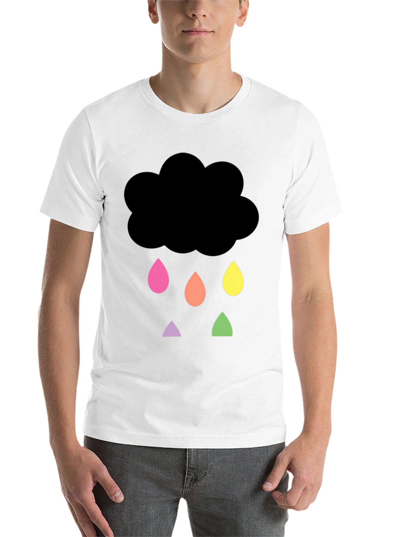 Black Rainy Cloud Graphic Tee - Unisex Black T-Shirt view 14