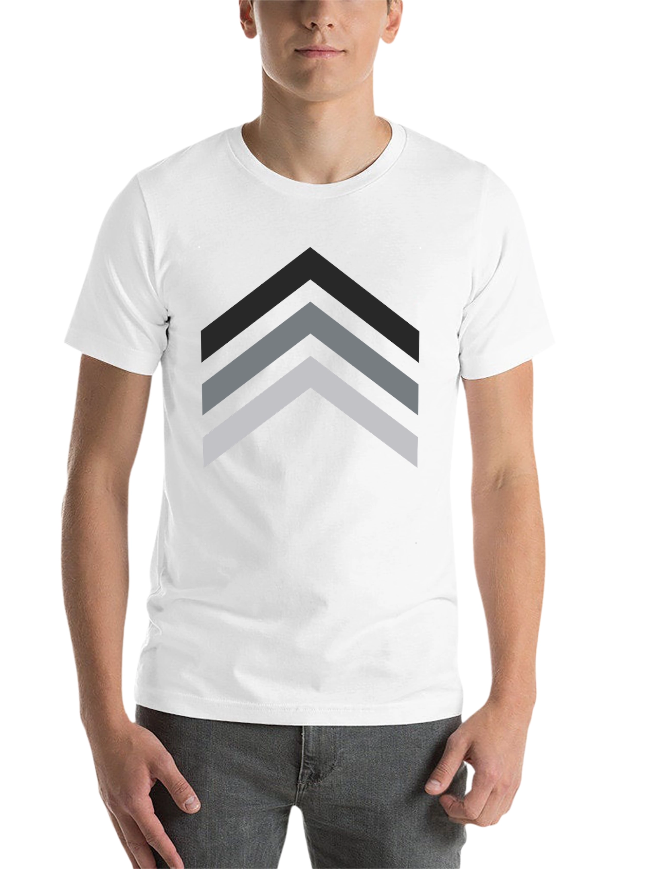 Black Modern Geometric Arrow Black T-Shirt view 14