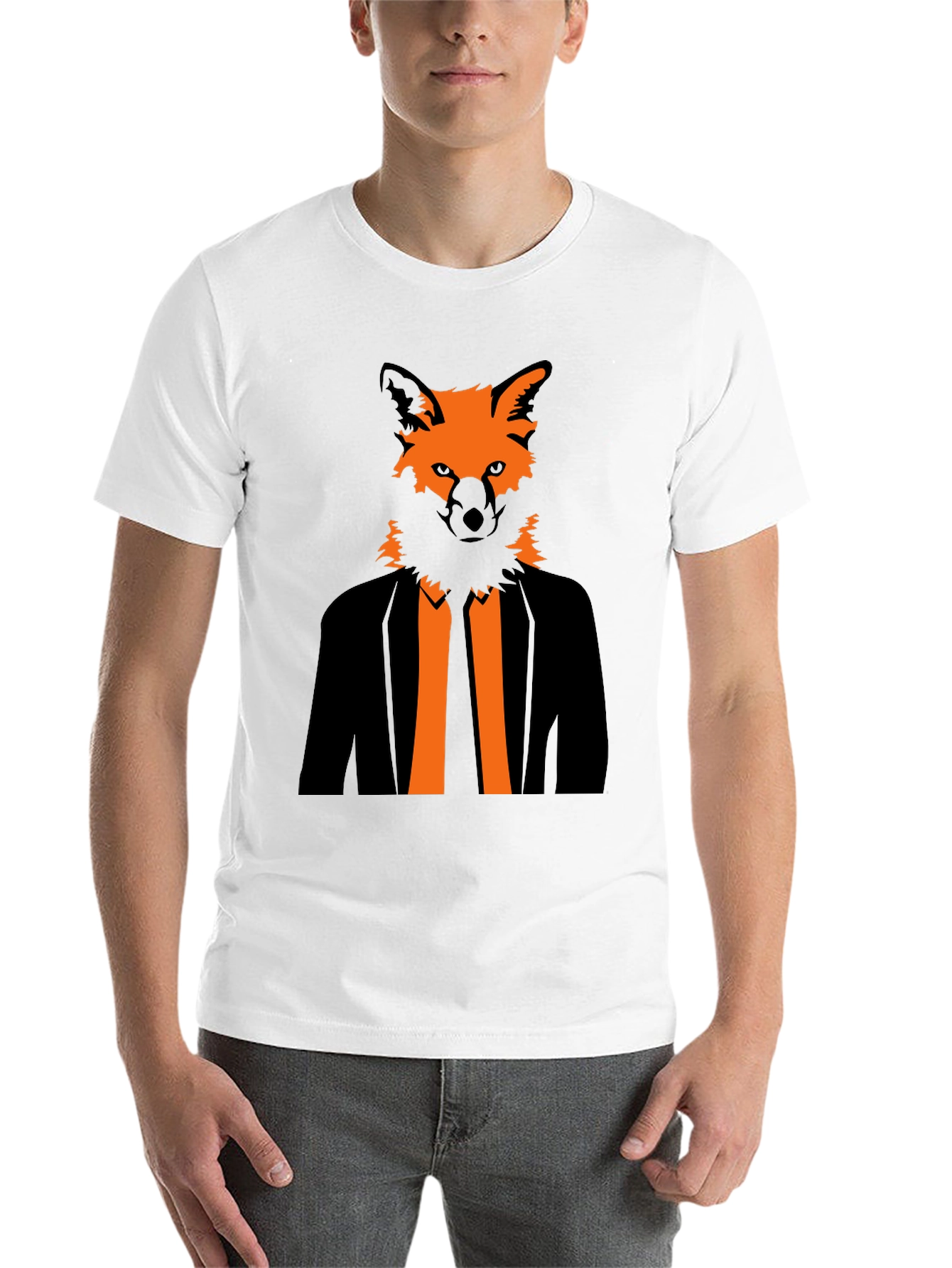 Black Fox Head Suit Graphic Tee - Stylish & Unique view 14