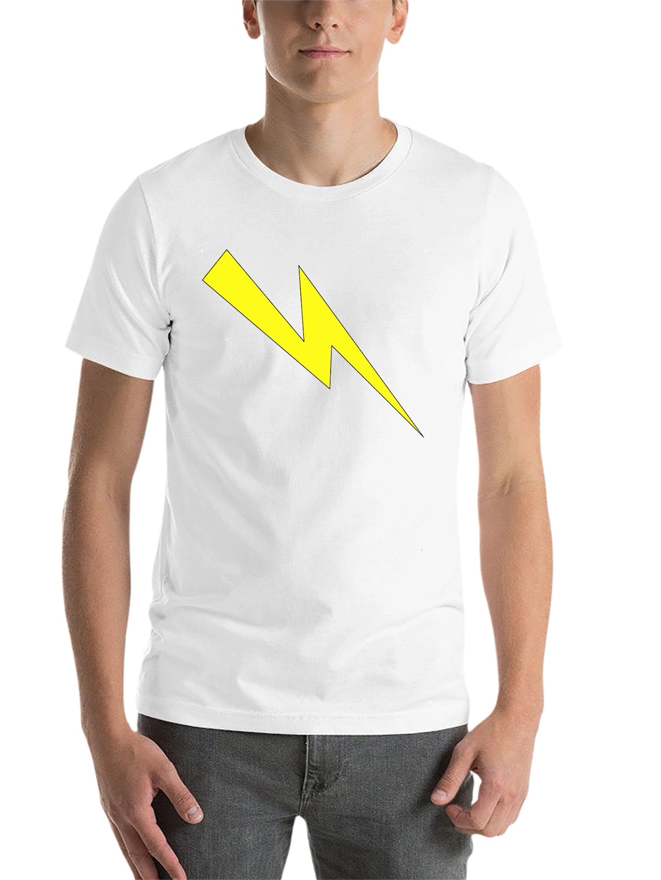 Black Lightning Bolt Graphic Tee - Striking Black Cotton T-Shirt view 14