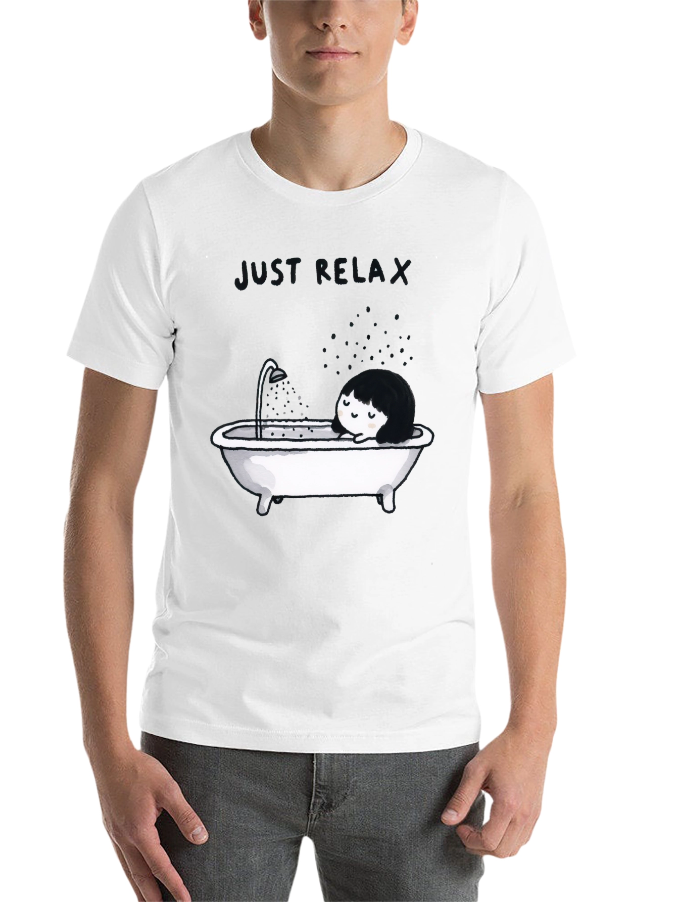 Black Just Relax Black Graphic Tee - Bathtub Design view 14