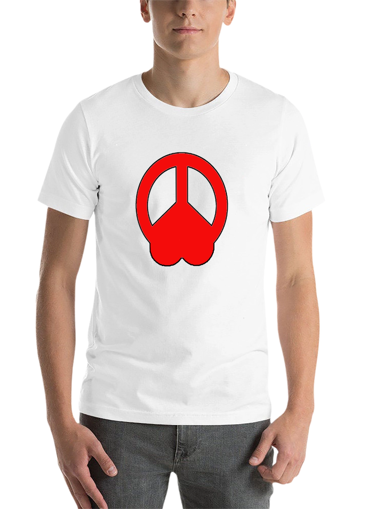 Black Peace Sign Graphic Tee - Red on Black view 14