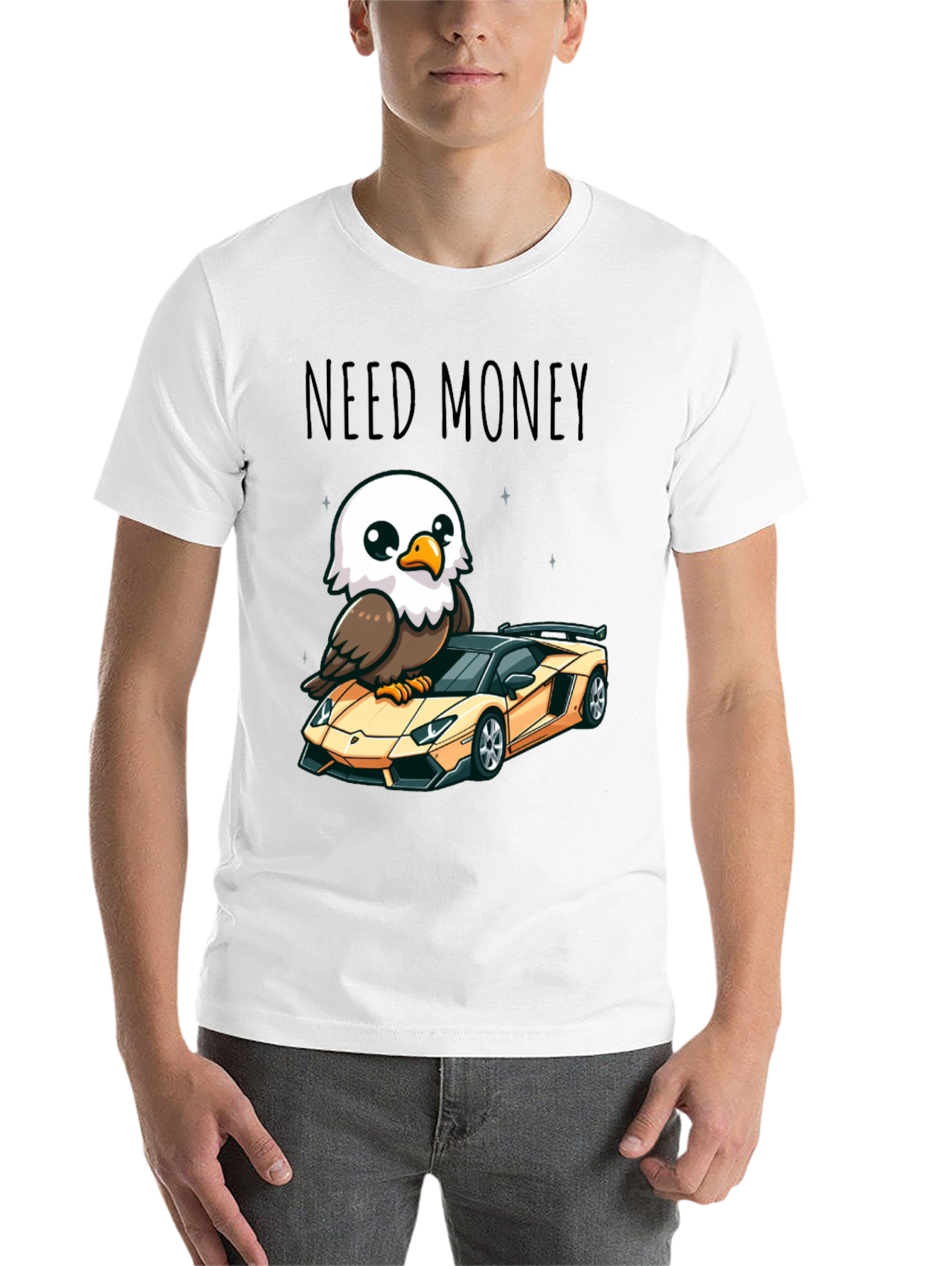 Black Need Money Eagle Car Graphic T-Shirt view 14