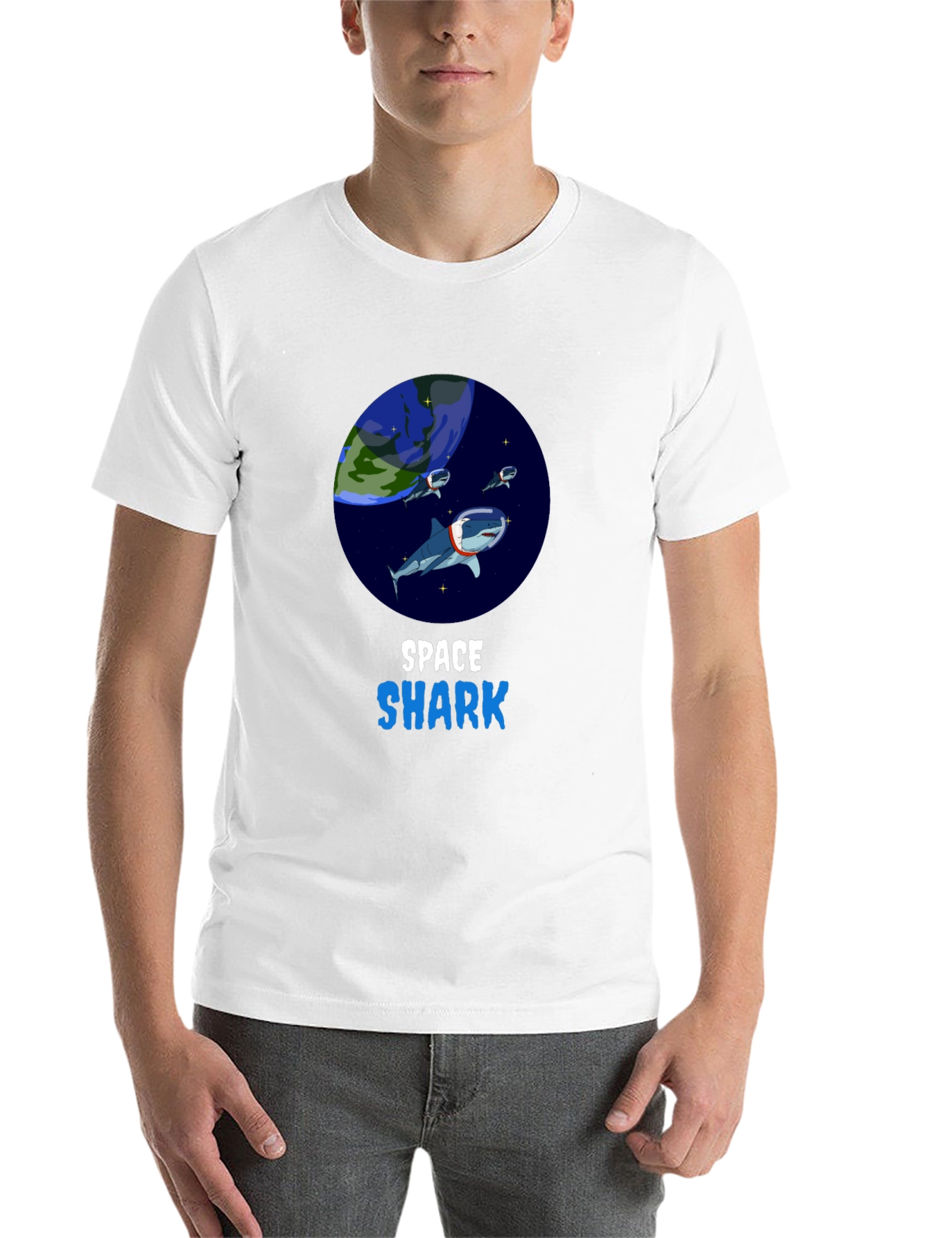 Black Space Shark T-Shirt - Novelty Graphic Tee view 14
