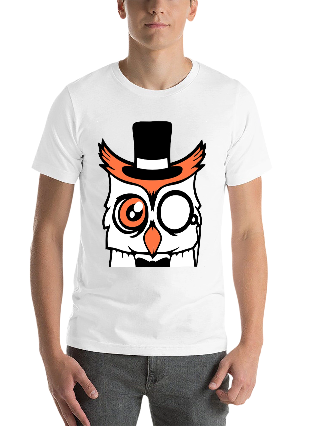 Black Dapper Owl T-Shirt - Funny Cartoon Design view 14