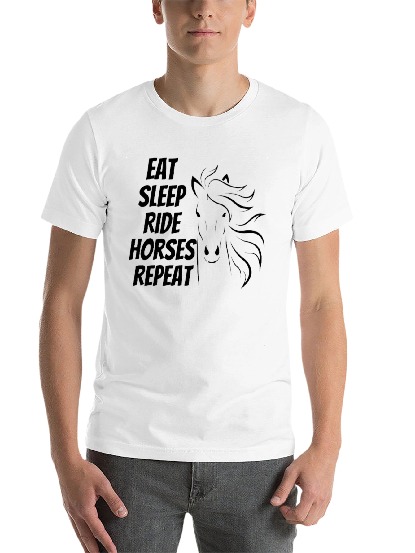 Black Eat Sleep Ride Horses Repeat Black T-Shirt view 14