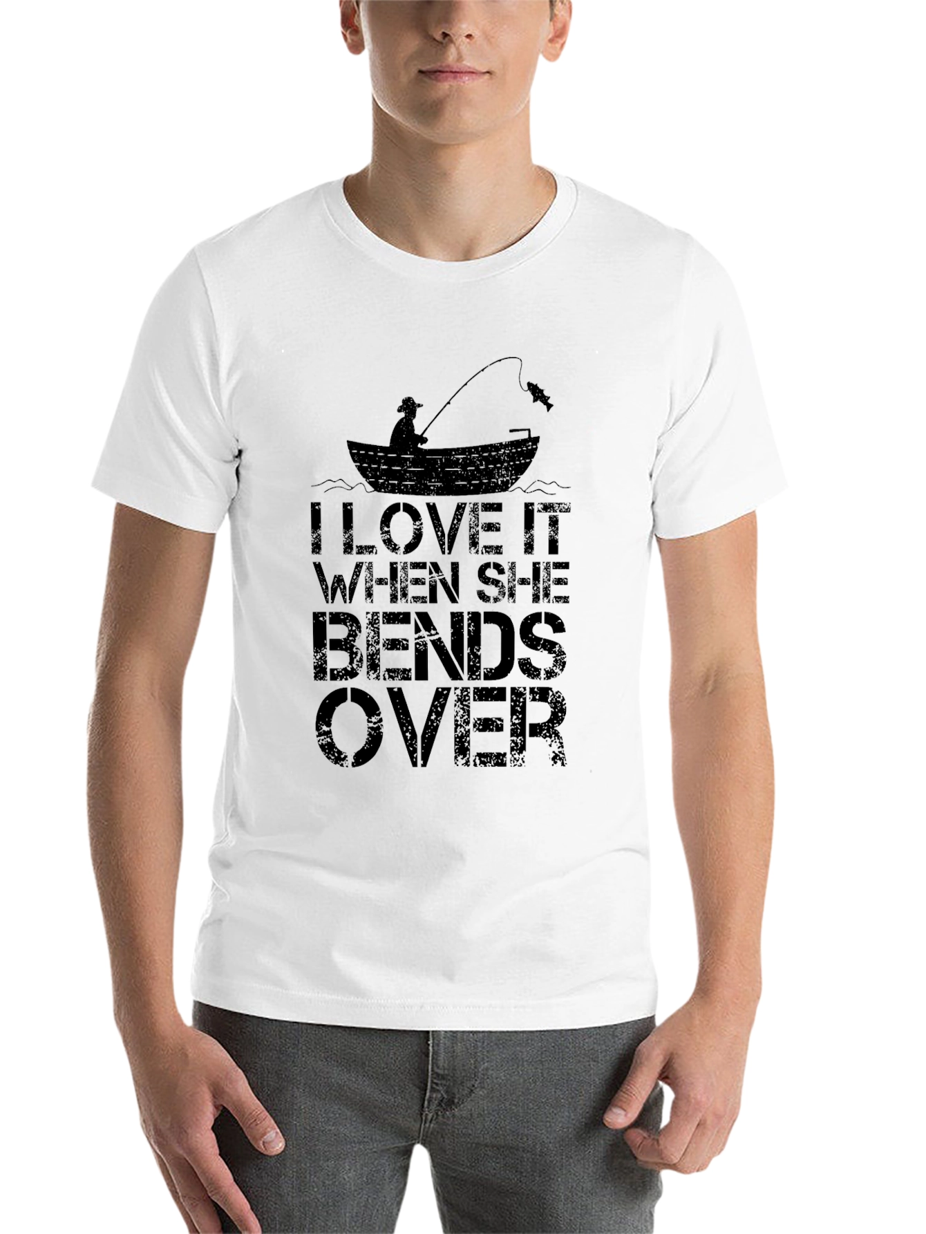 Black Fishing Humor Graphic Tee - Bends Over view 14