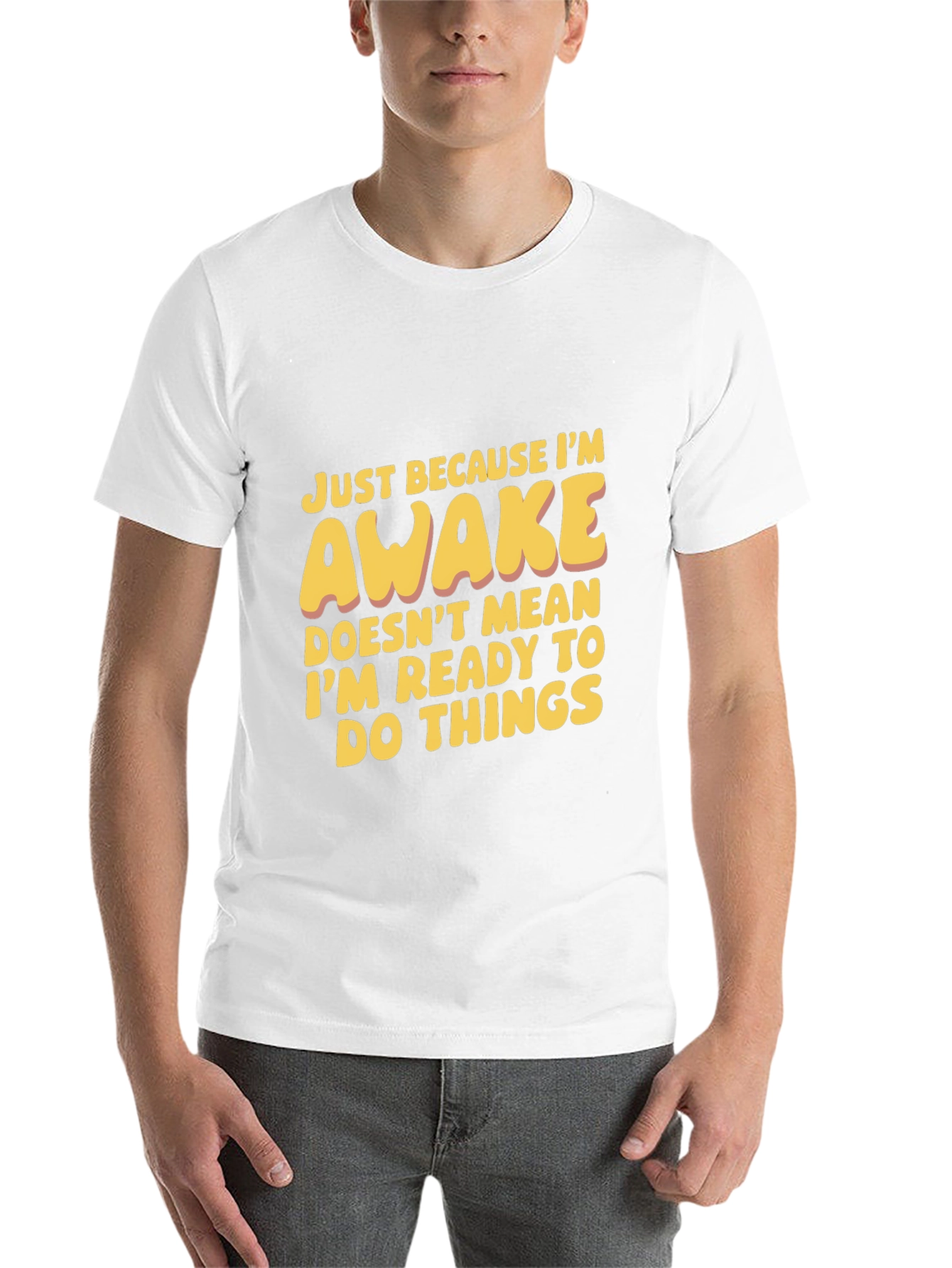 Black Funny Awake T-Shirt: Not Ready for Things view 14