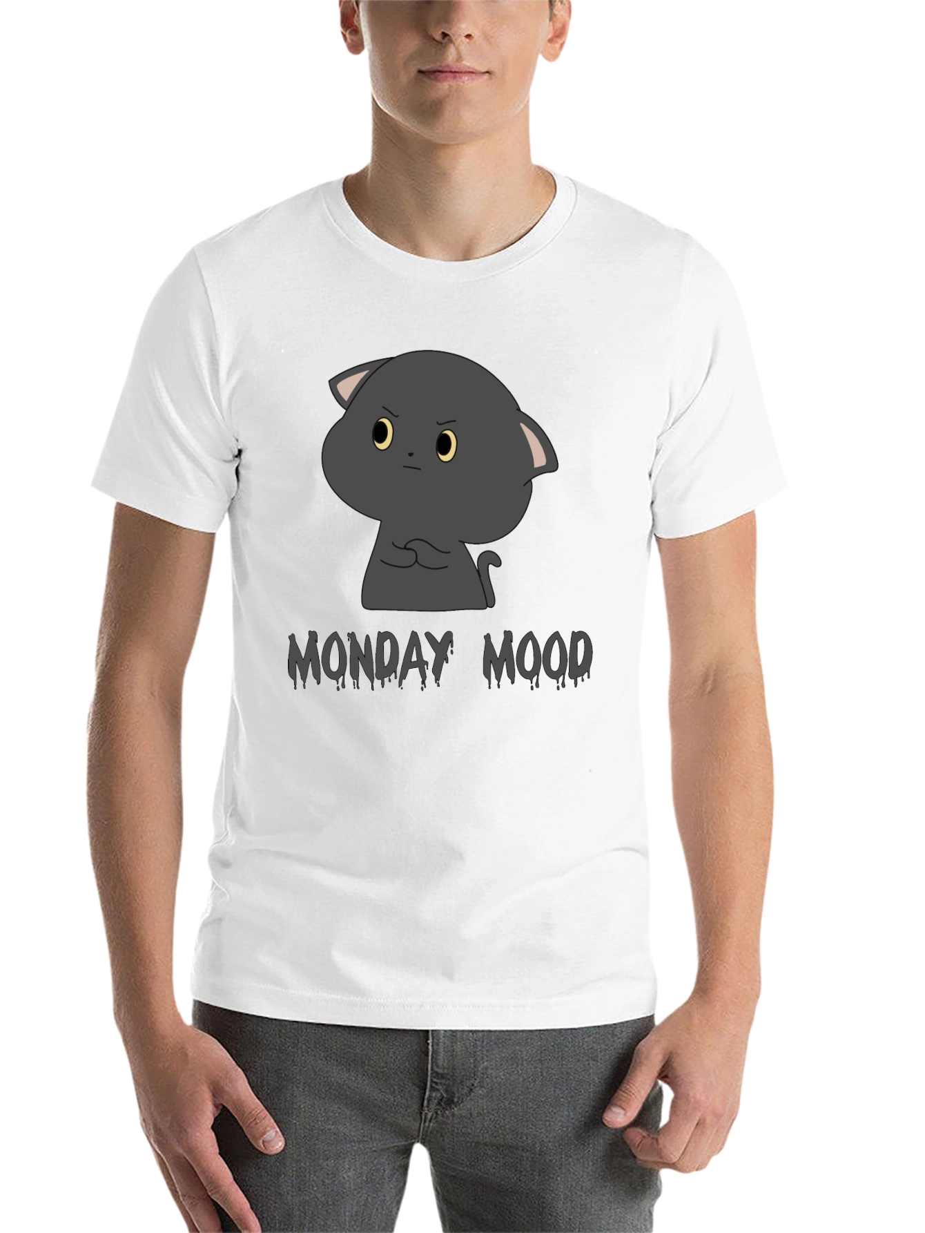 Black Monday Mood Grumpy Cat Black T-Shirt view 14