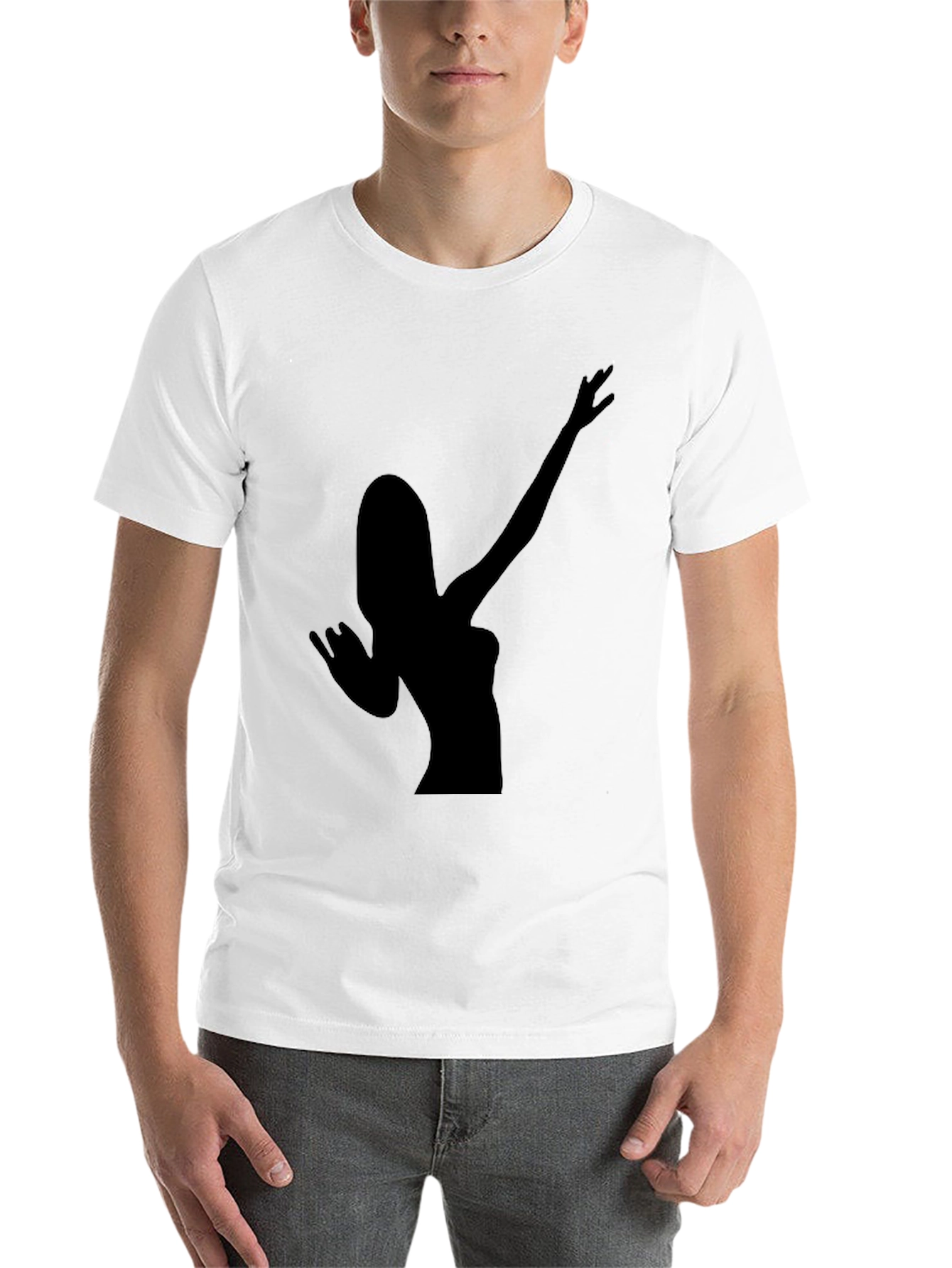 Black Silhouette Woman Gesture Black T-Shirt view 14