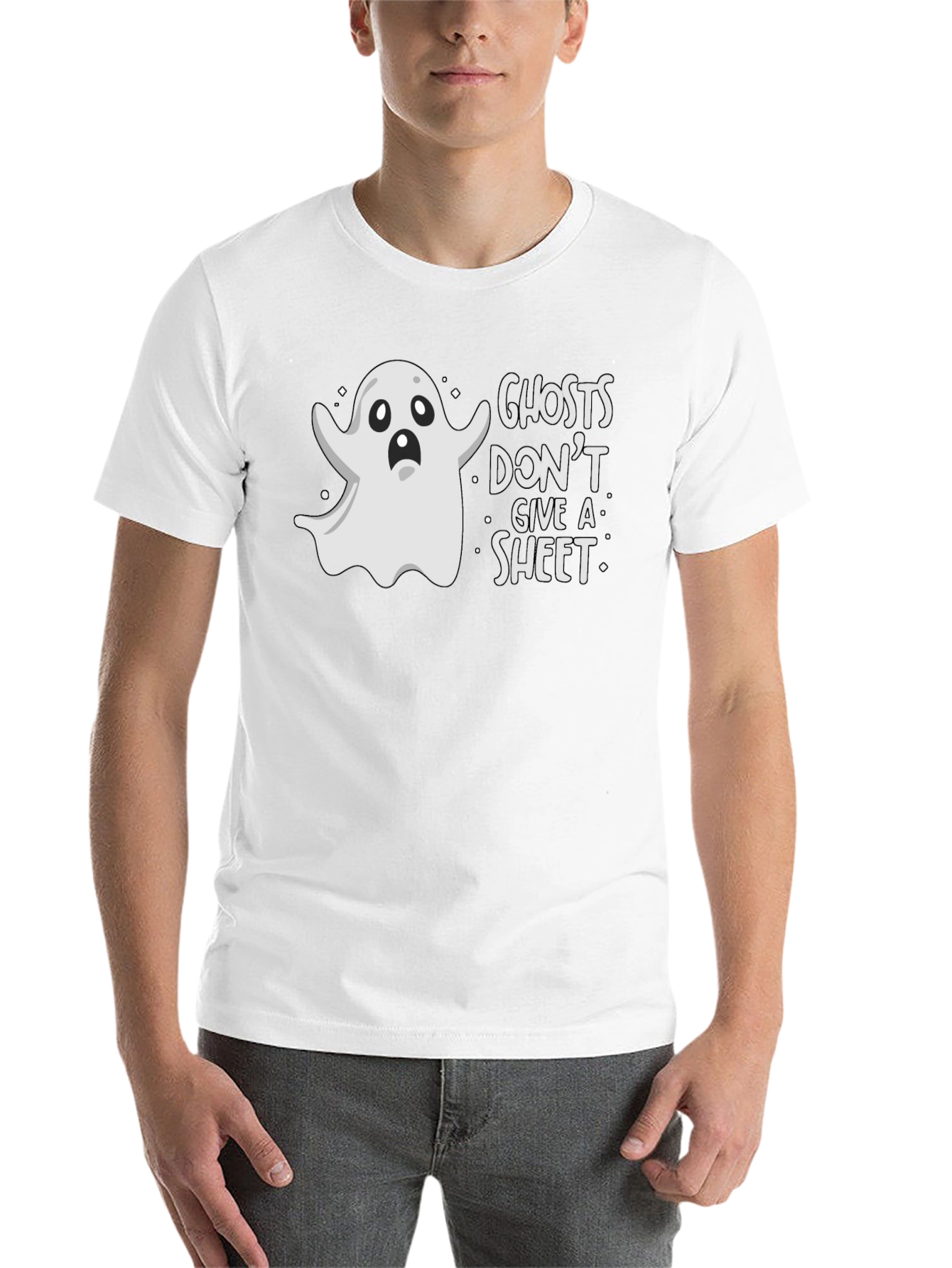 Black Funny Ghosts Don't Give A Sheet Graphic T-Shirt view 14