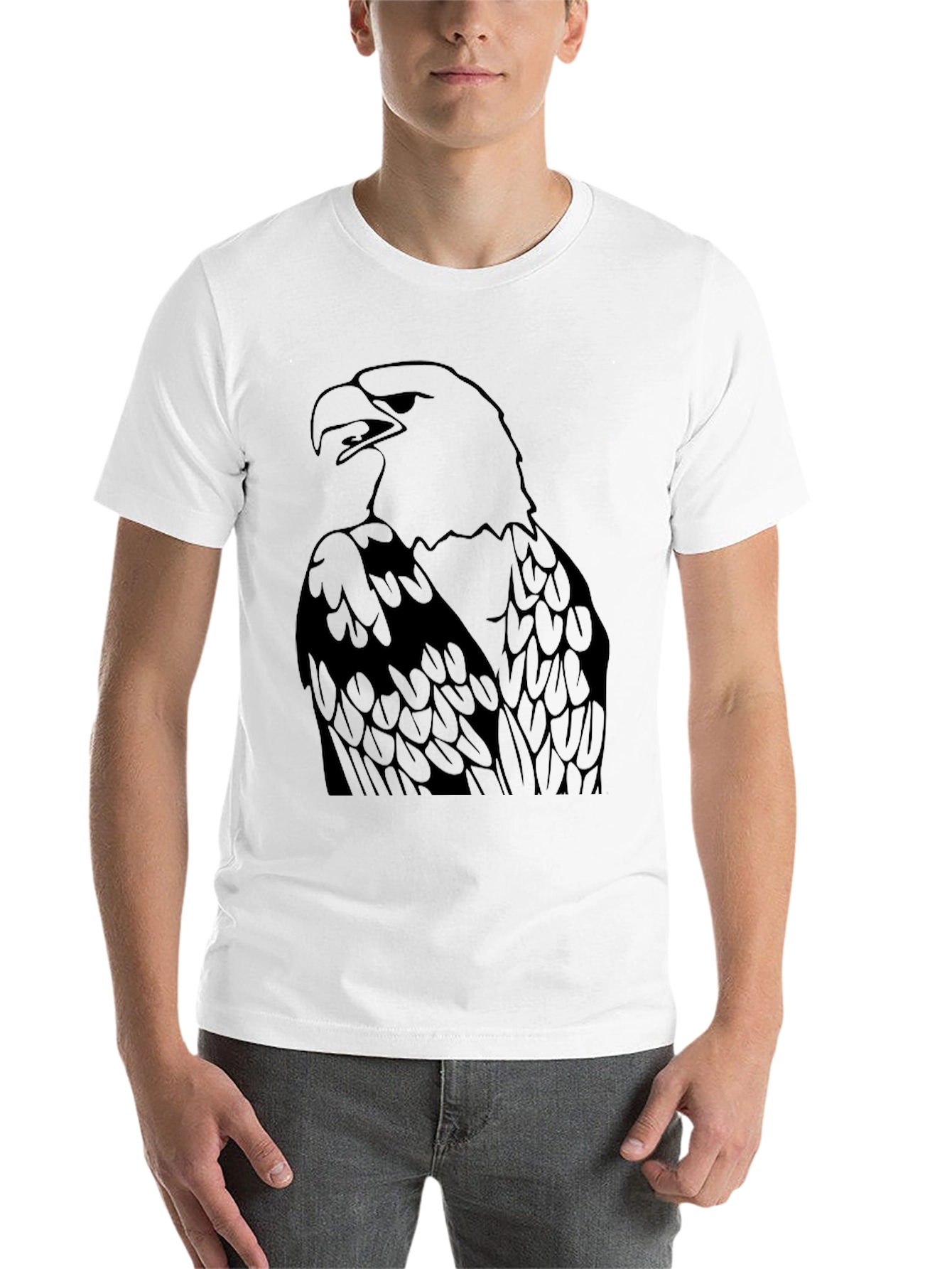 Black Men's Black Eagle Graphic Tee - Bold Statement Shirt view 14