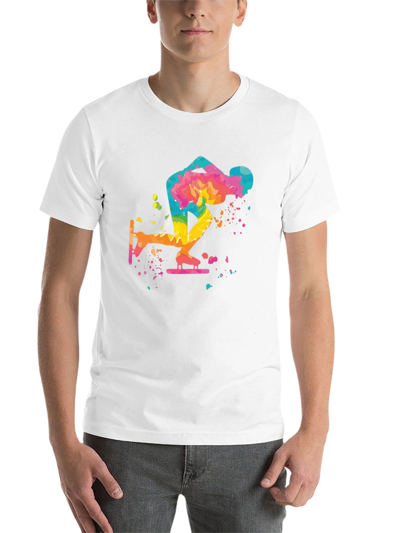 Black Speed Skating T-Shirt - Colorful Design view 14