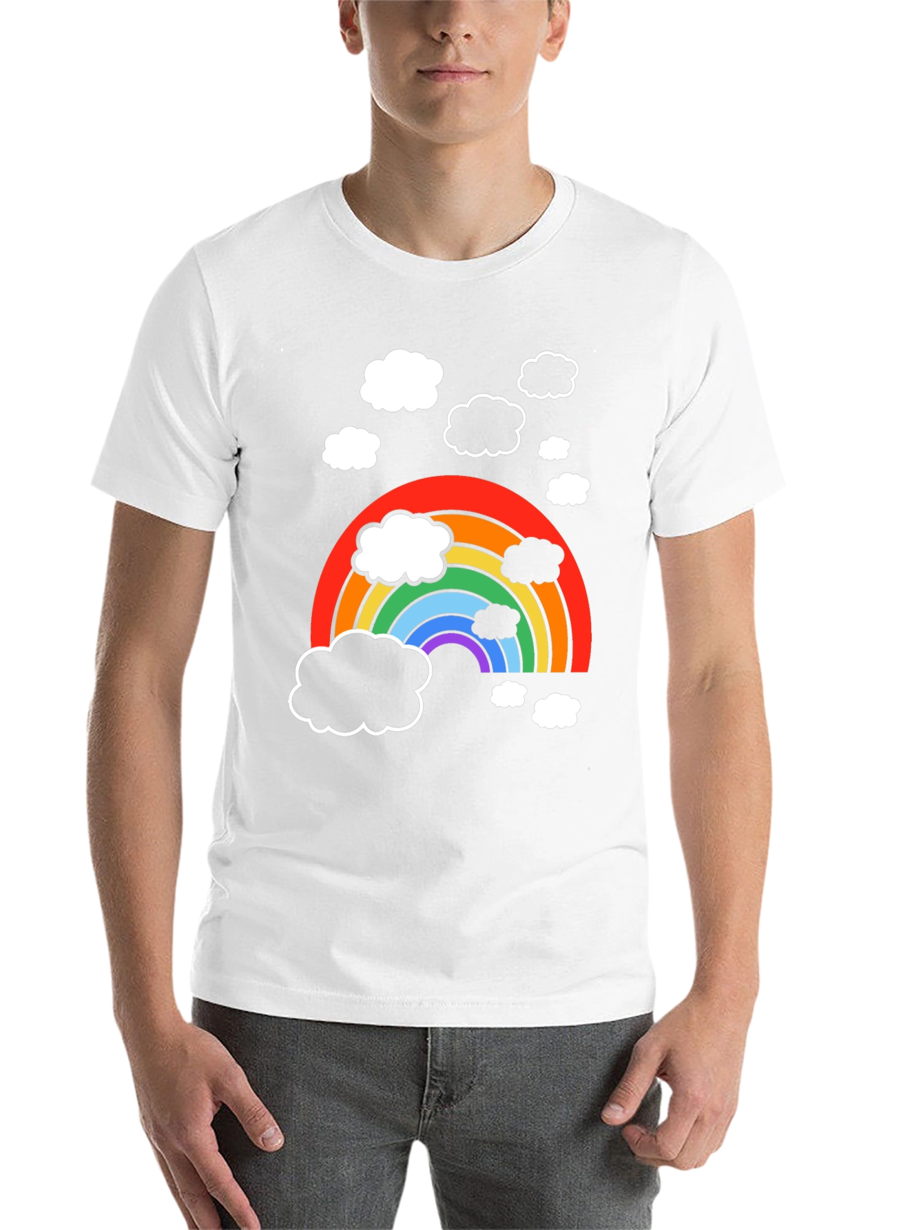 Black Rainbow Cloud Graphic T-Shirt - Soft Cotton Blend view 14