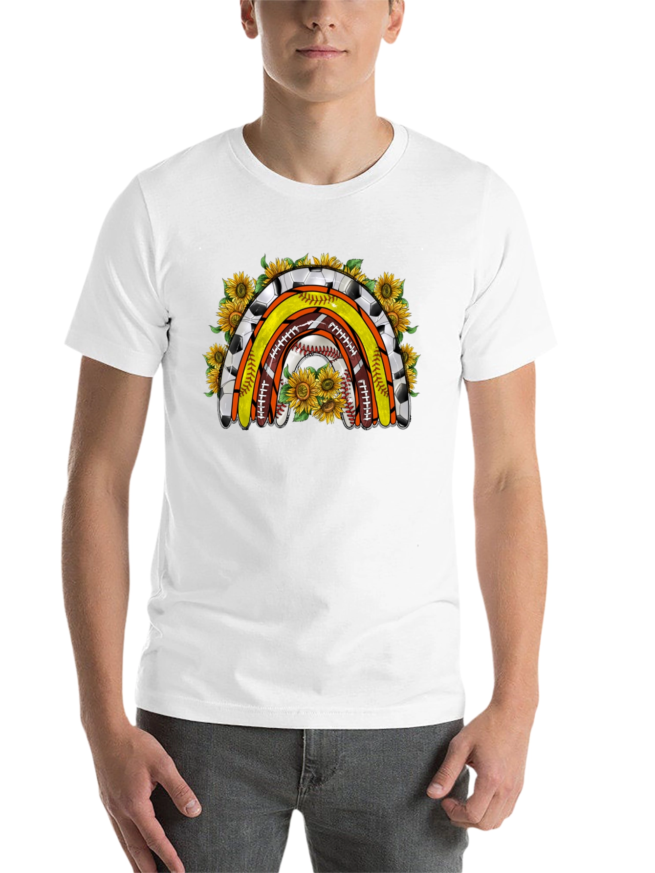 Black Sports Rainbow with Sunflowers T-Shirt view 14