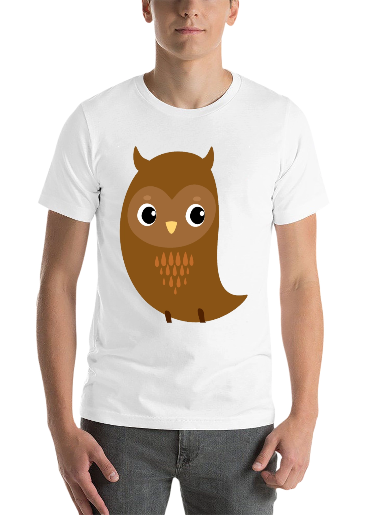 Black Cute Cartoon Owl Graphic Black T-Shirt view 14