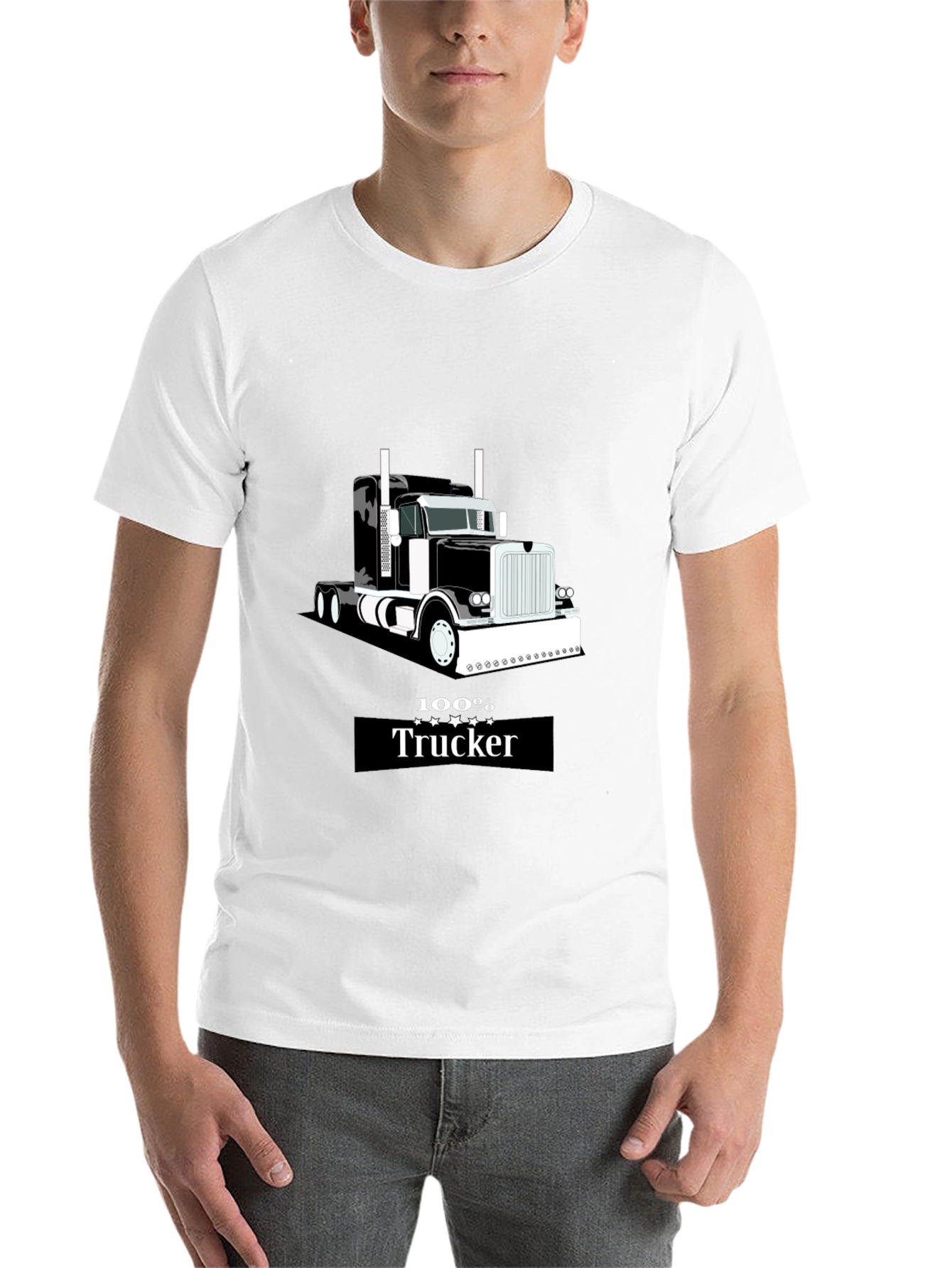Black 100% Trucker Graphic Tee - Black Cotton Blend view 14