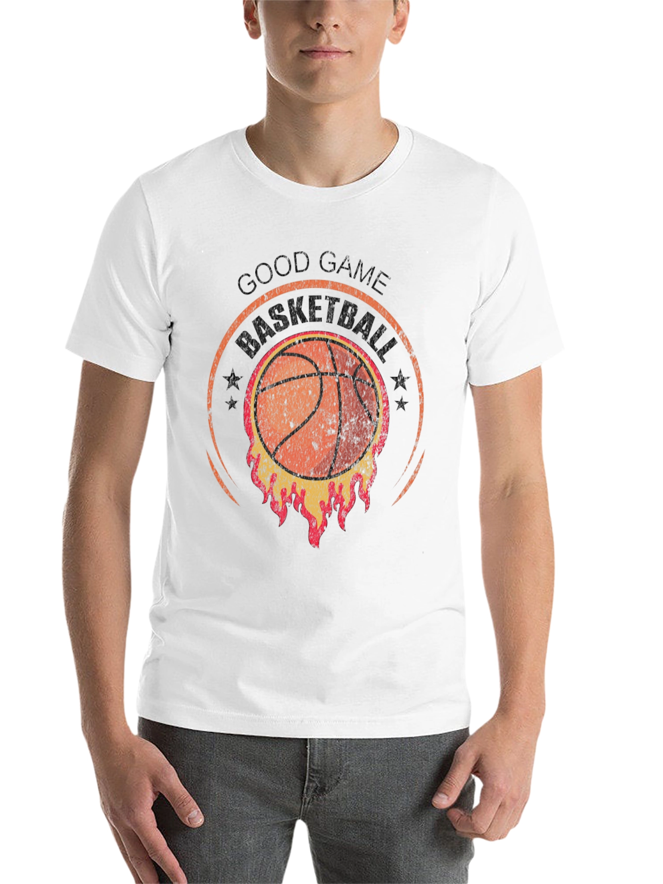 Black Good Game Basketball T-Shirt - Flaming Design view 14