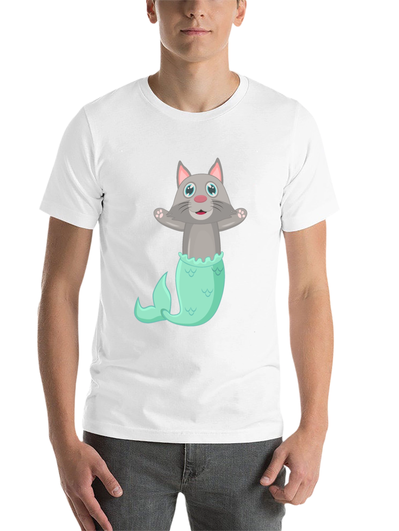 Black Cat Mermaid T-Shirt - Funny Graphic Tee view 14