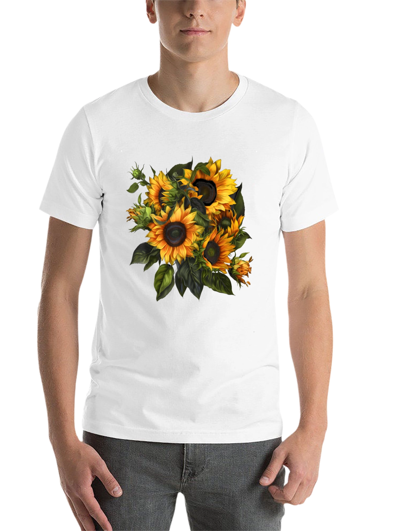 Black Sunflower Bouquet Graphic Tee - Stylish Floral Design view 14
