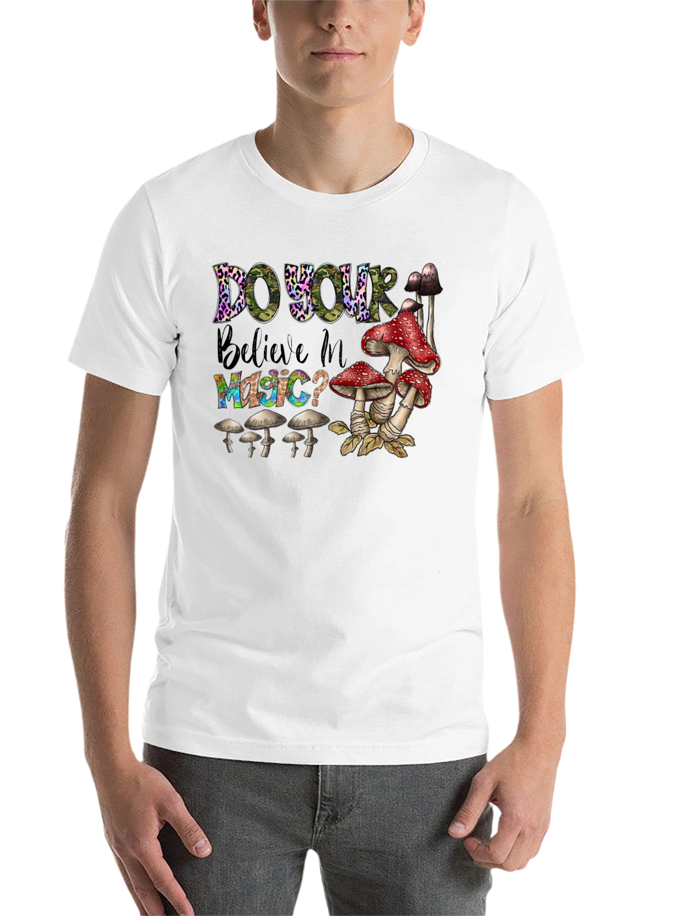 Black Do You Believe In Magic? Mushroom T-Shirt view 14