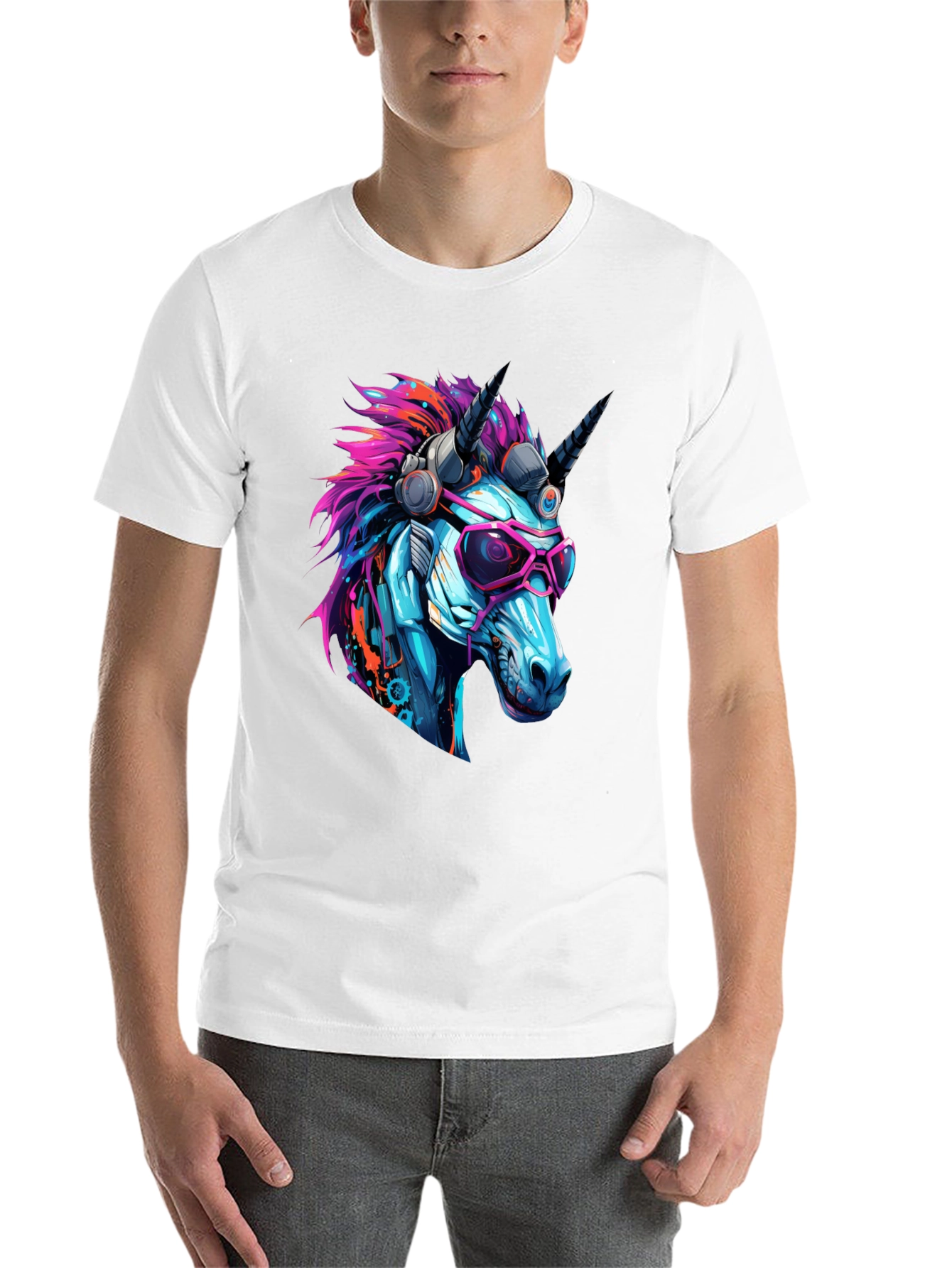 Black Cyberpunk Unicorn Graphic T-Shirt - Cool, Edgy Design view 14