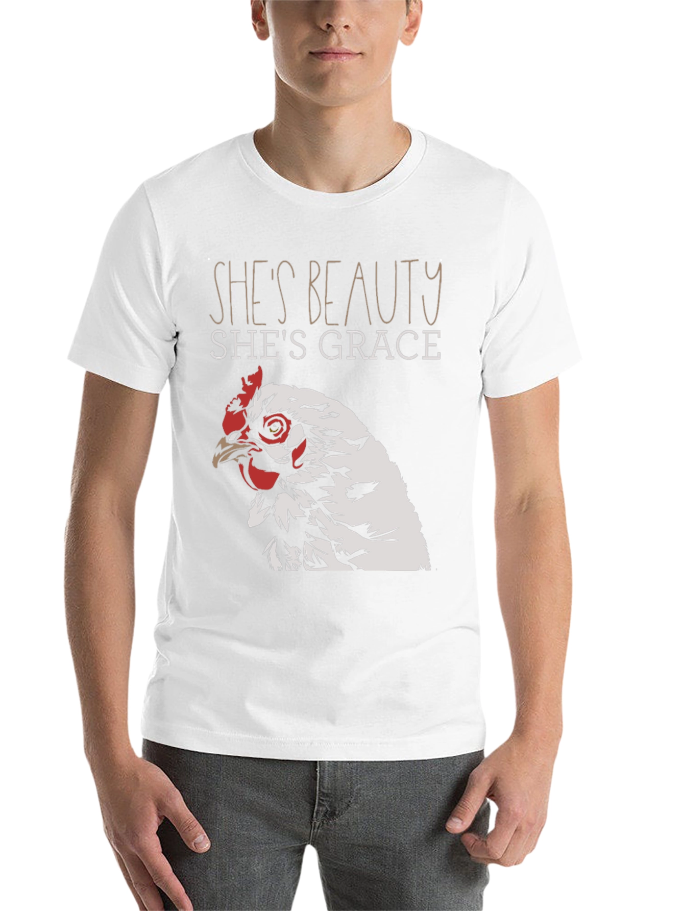 Black She's Beauty She's Grace Chicken Graphic T-Shirt view 14