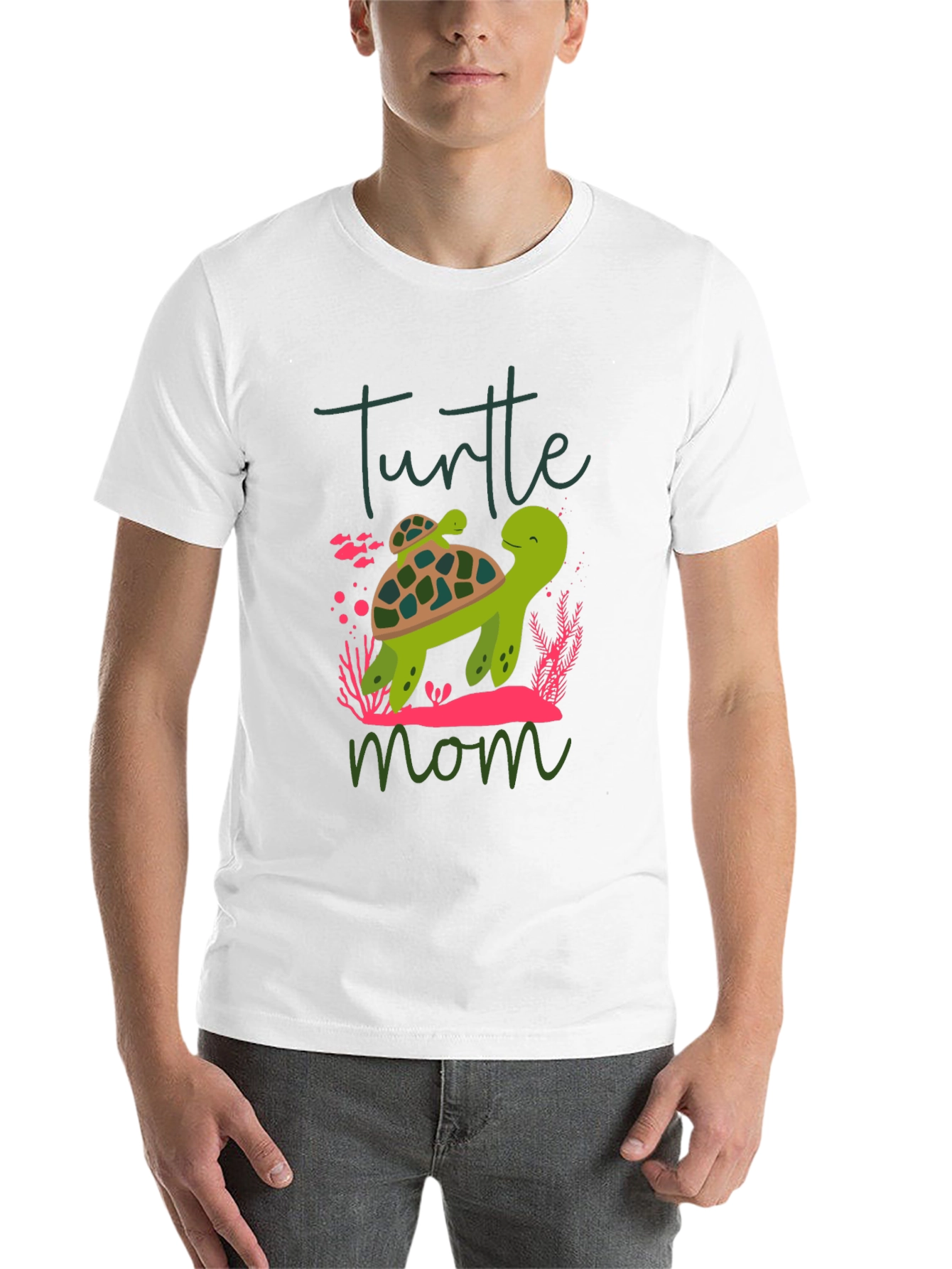 Black Turtle Mom Graphic T-Shirt, Cute Animal Tee view 14