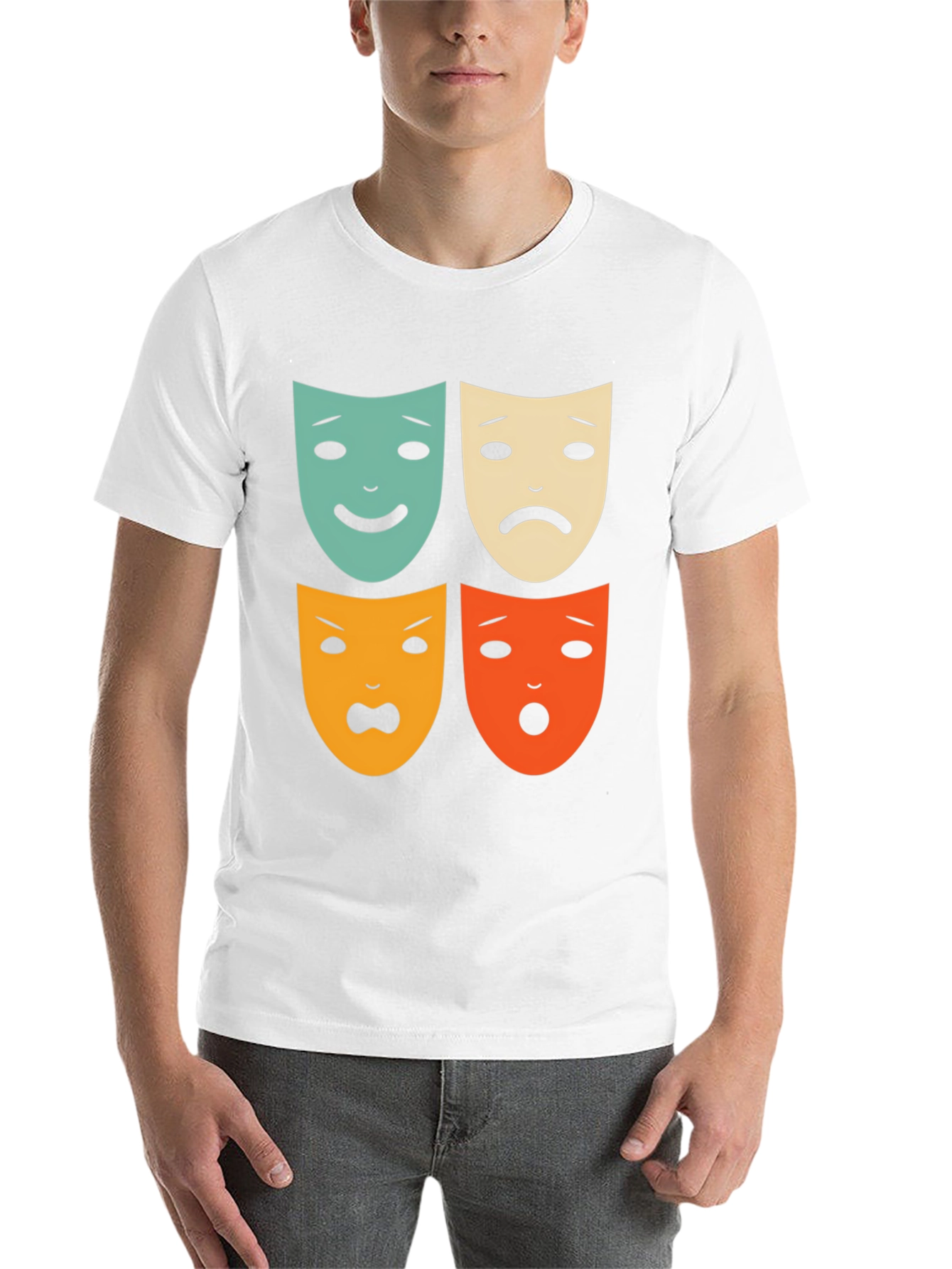 Black Drama Masks Graphic Tee - Unisex Soft Cotton T-Shirt view 14