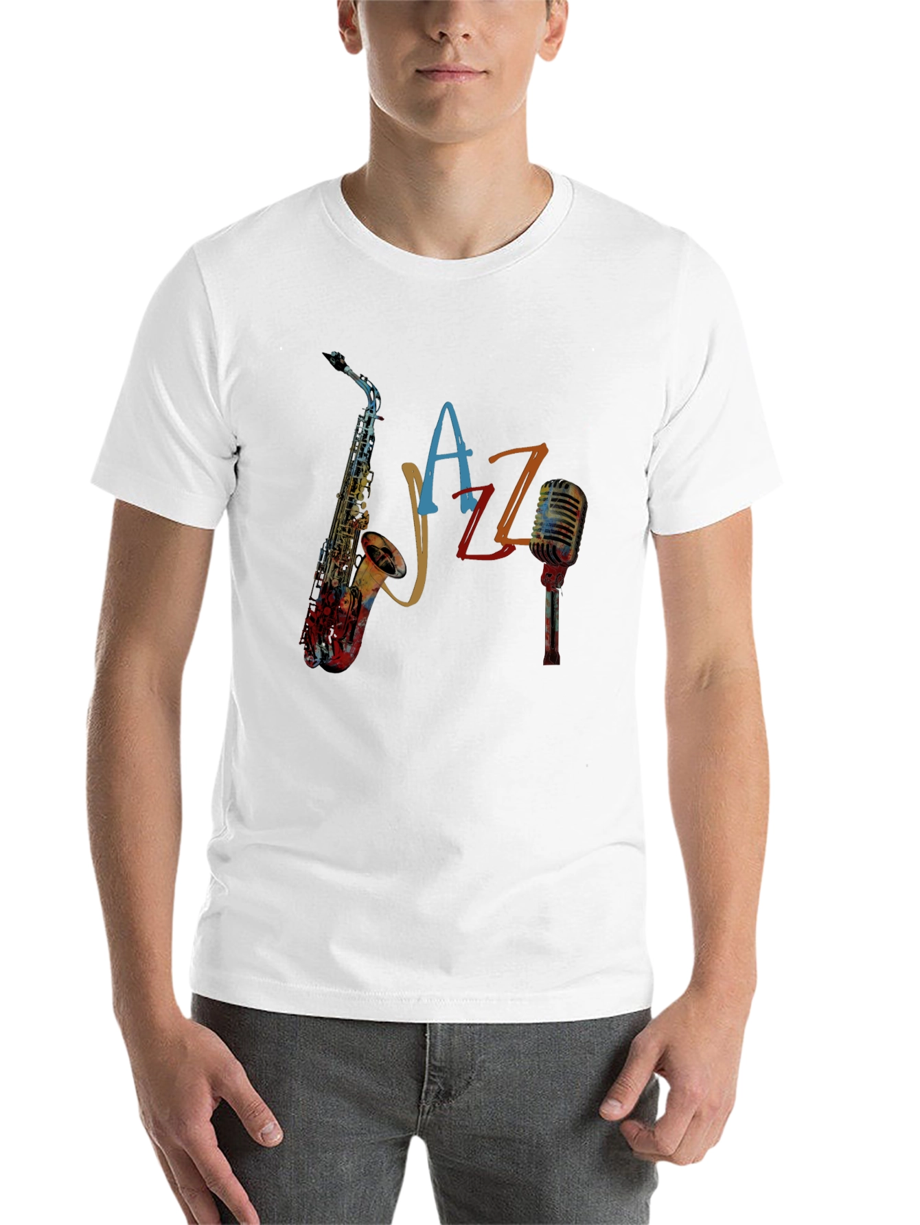 Black Jazz Saxophone Graphic Tee - Cool Music Lover Shirt view 14