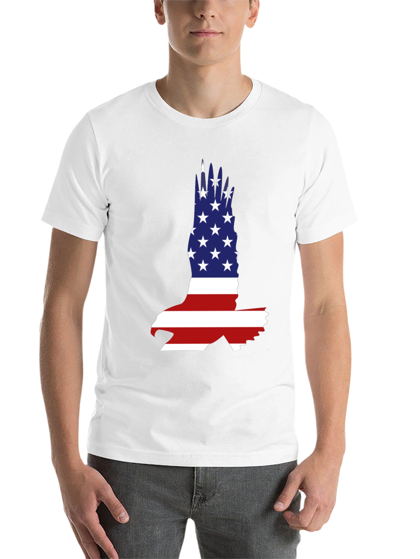 Black American Flag Eagle Graphic T-Shirt view 14