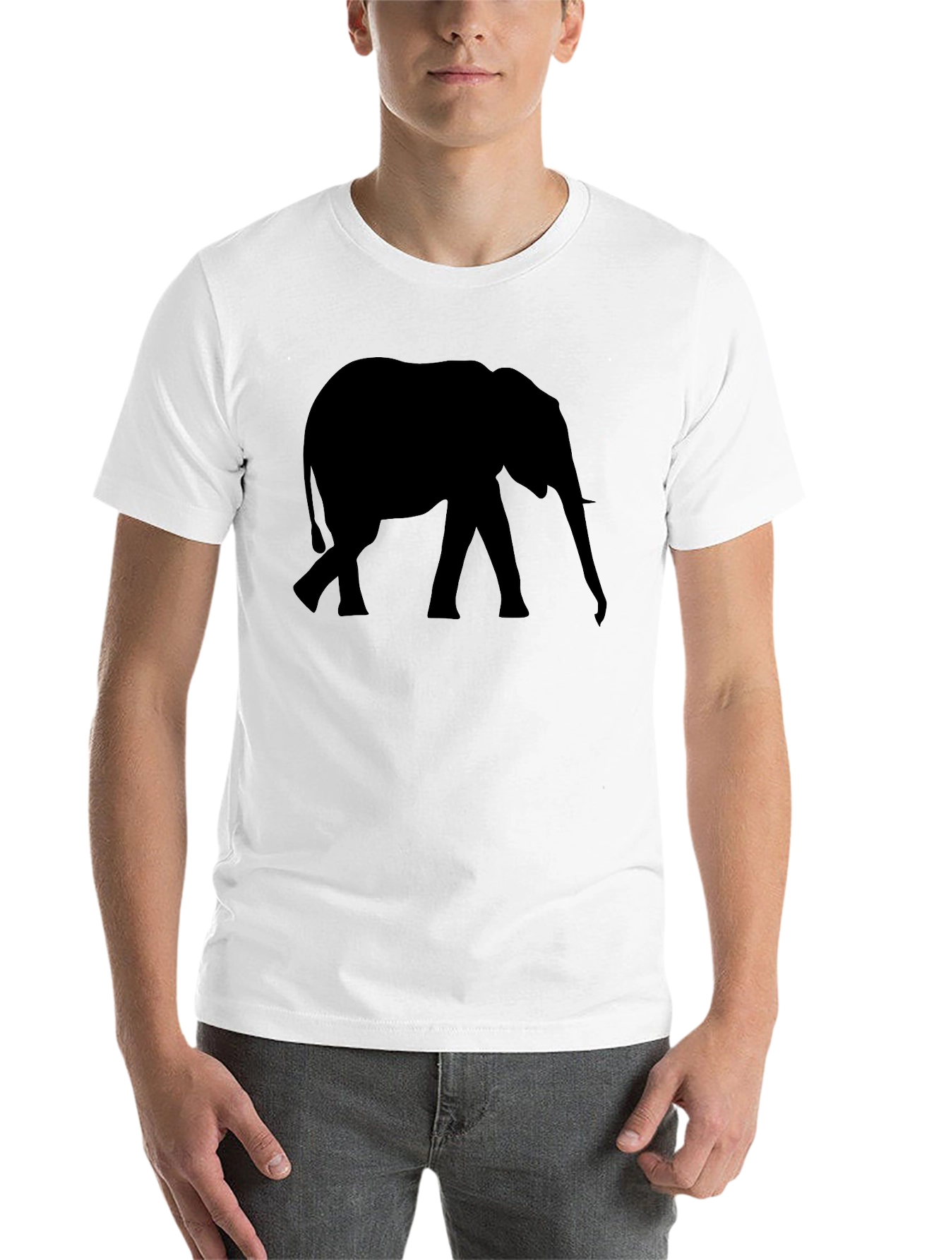Black Elephant Silhouette Black T-Shirt view 14