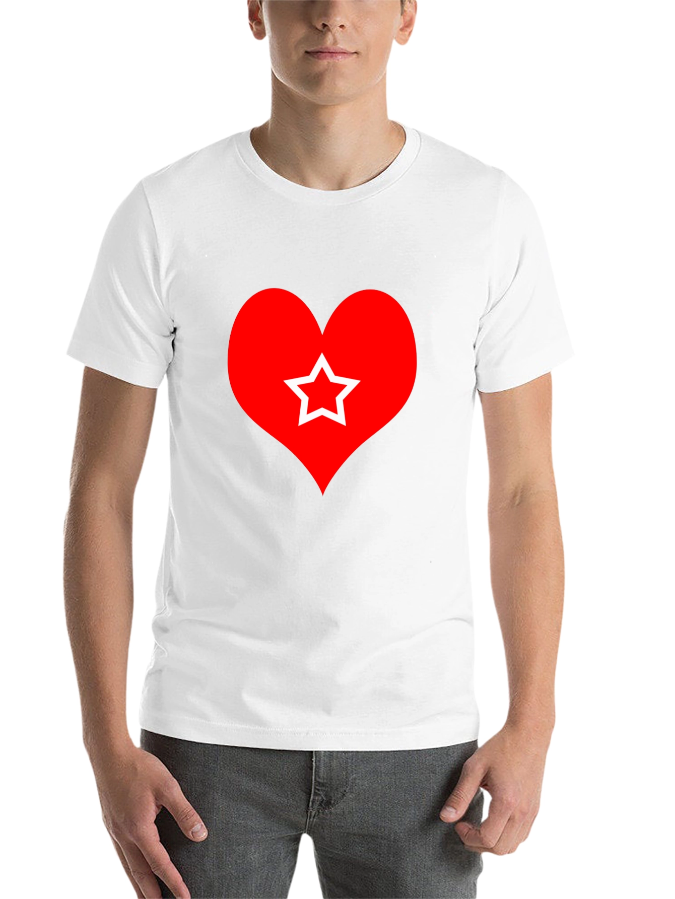 Black Heart Star Graphic Tee - Black Cotton T-Shirt view 14